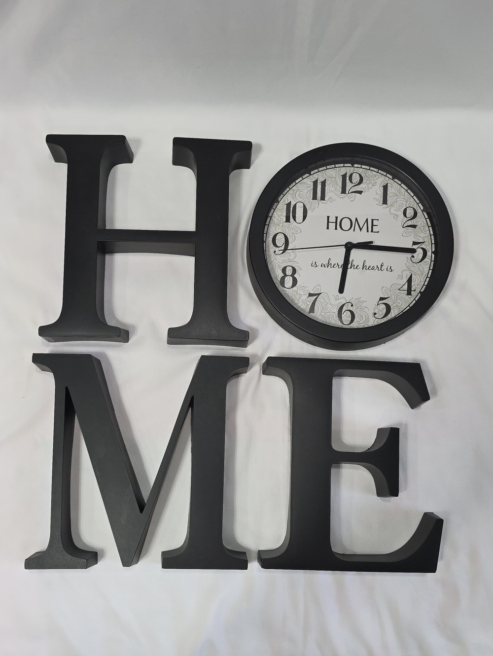 Matte Black "HOME" Wall Art 4pc Set Featuring "Home is Where the Heart Is" T18